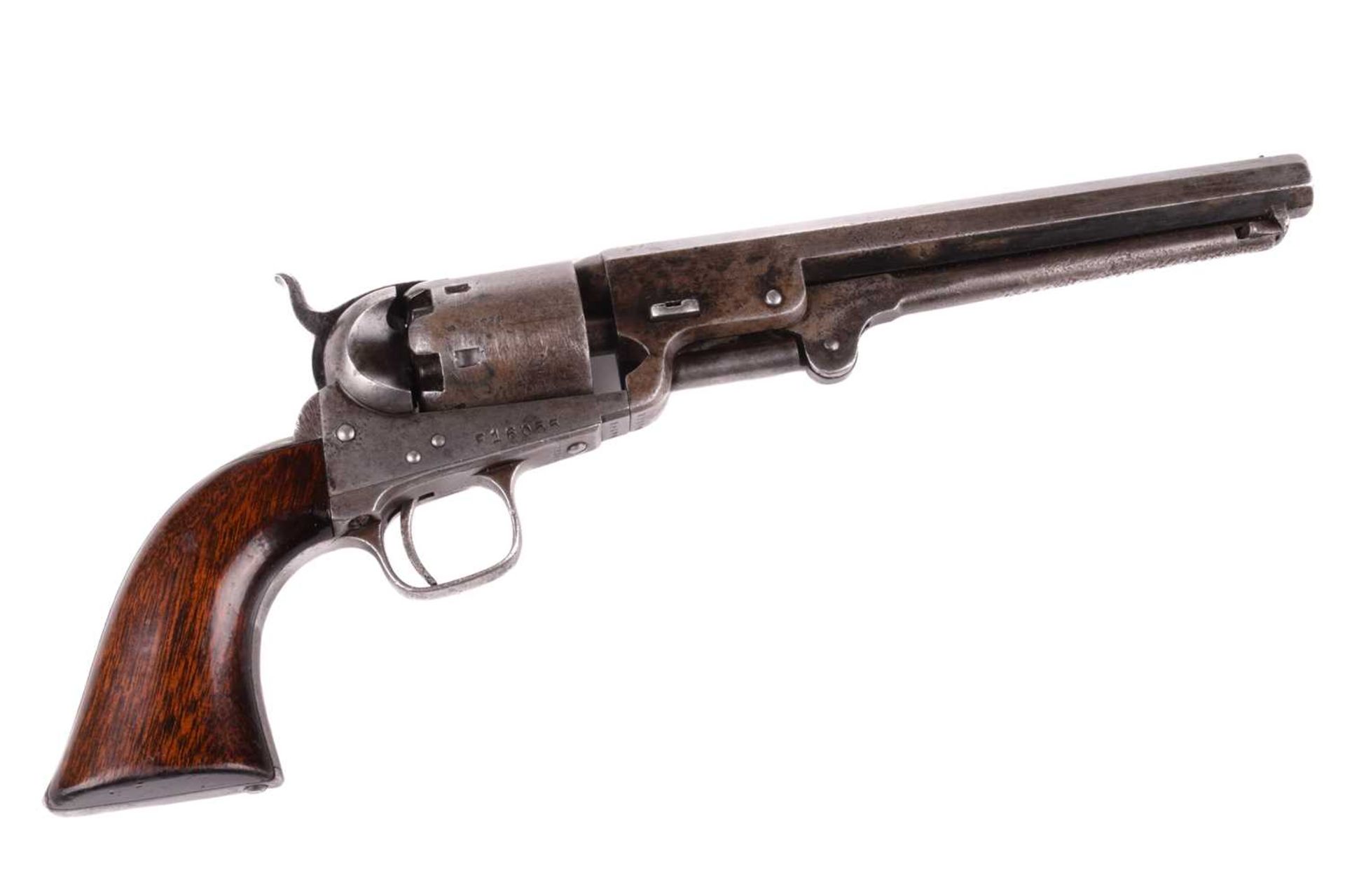 A cased London-made Colt 1851 Navy pattern single action. 36 calibre percussion revolver, serial - Image 6 of 14