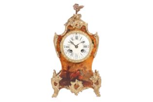 A French Louis XV-style 8-day Vernis-Martin balloon mantel clock, late 19th-century fitted a Japy