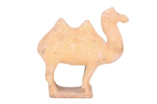 A Chinese terracotta tomb figure of a Bactrian camel, Tang dynasty or later, with signs of