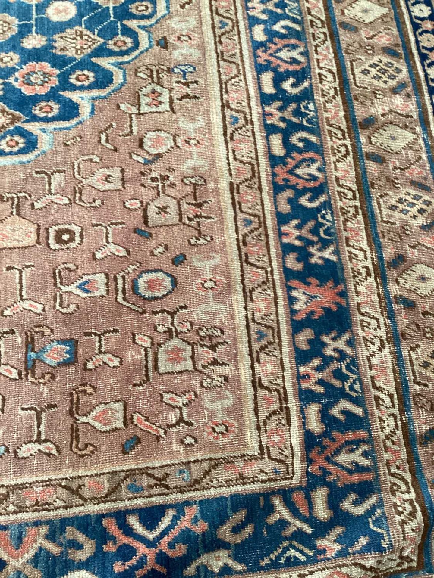 A large blue ground "old country house" Fereghan carpet with a central diamond on a field of - Image 16 of 19