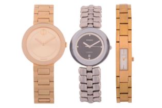 A collection of three lady's watches comprising a Rado Florence in stainless steel, a Gucci ref.