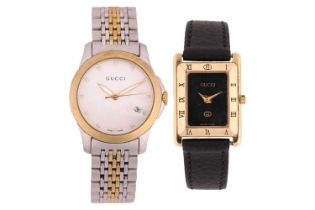 A collection of two Gucci wristwatches comprising a rectangular ref. 4200L gold plated and a 126.5