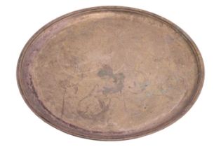 A white metal round tray stamped '800' by 'Miracoli & C, Milano' measuring 40cm diameter, 43.1ozt