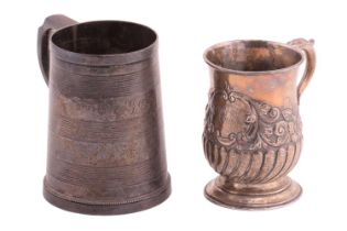 A Victorian silver tankard, by Josiah Williams & Co. of tapering cylindrical form with three