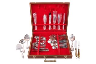 A Danish Christian F. Heise canteen comprising six dessert spoons, six table forks, three serving
