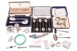 A quantity of miscellaneous silver items including a Tiffany & Co. silver comb, signed 'Tiffany &