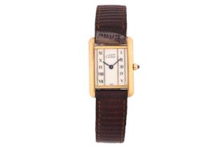 A Must de Cartier Tank Vermeil ladies Quartz wristwatch Model: 366001 Serial: 80842 Case Material: