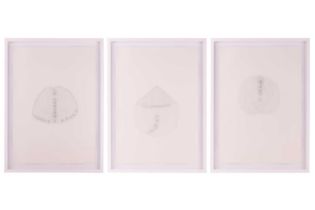 Pak Keung Wan, Untitled #2,#3,#4, 2007, pencil on papyrus, each 59 cm x 41 cm framed and glazed.