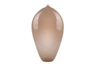 Andrea Zilio, a Murano glass vase, sand-coloured with air bubbles, of tapering form, etched