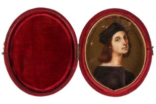 Giovani Fanciullacci, after Raphael's self-portrait as a youth, 19th century, painted on an oval