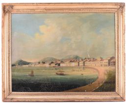 19th-Century Chinese School, Bay of Macau, unsigned, oil on canvas, 47 x 61 cm, framed 56 x 70 cm