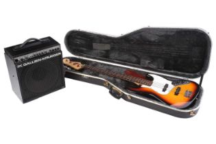 A Fender four-string 'Jazz Bass' No. MN8159639, with "Sunset" body together with a Gallien-Krueger