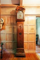 An 18th century 30-hour, Liege oak longcase clock, brass and steel dial, signed to the arch '