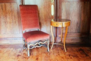 A Biedermeier circular drum top single-drawer occasional table, 75 cm high x 50 cm diameter,