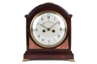 Regency 8-day twin fusee repeating bracket clock, with flame-grained mahogany broken arch case, gilt