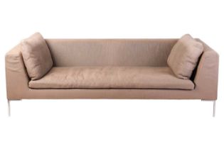 A B&B Italia 'Charles' sofa, designed by Antonio Citterio, with grey upholstery on chrome legs, 73