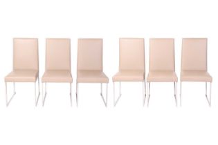 A set of six B&B Italia `Solo` dining chairs, designed by Antonio Citterio, mushroom leather on