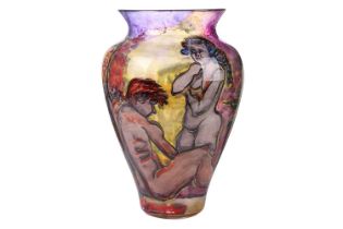 Maxi Power (Contemporary) German/American, 'La Dolce Vita', a handpainted baluster glass vase,