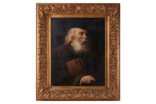 F. Giovani (19th-Century) Italian, Portrait of an elderly scholar holding a book, signed, oil on