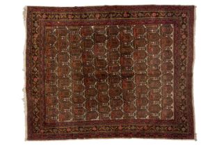 An ivory ground Afshar rug with all over boteh design within a floral border, 273 cm x 173 cm