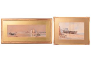 19th-century English school' 'Gypsy King - Pilot Boat, Deal '56', a beach scene, watercolour, 30.5