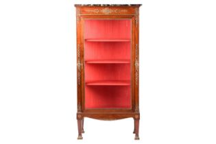 A French Empire-style mahogany single-door, marble-topped standing vitrine, late 19th century,