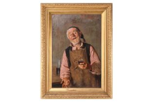 A.P. Lunedi (19th century Italian), portrait of an elderly craftsman with a glass of wine, signed