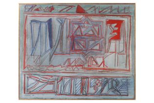 Riccardo Licata (1929 - 2014) Italian, Untitled red and blue abstract, signed and dated '70, oil