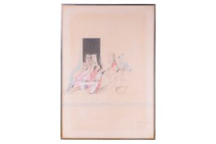 Bryan Organ, Study for Sunbathers, signed and dated Bryan Organ 1968, pencil and crayon, 82cm x