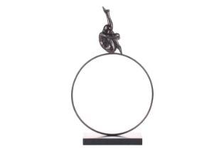 Laurence Perratzi, contemporary, 'Balance', patinated bronze figure of a male gymnast, sitting on