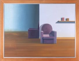 Laurence Wallace (b. 1952), 'Two Armchairs' (1980), inscribed verso, oil on canvas, 76 x 102 cm,