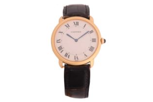 A Cartier Ronde 18k Gentleman's Mechanical Wristwatch Model: 0900 1 Serial: M001220 Year: 2000s Case