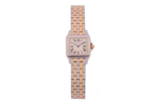 A Cartier Santos Demoiselle Stainless Steel and 18k Quartz Ladies Wristwatch Model: 2698 Serial: