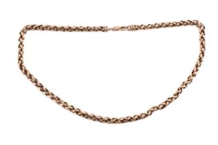 A spiga chain necklace, the chain 6.4mm in width and measuring 48cm in length, with lobster claw