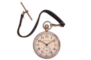 A Jaeger Le Coultre WWII G.S.T.P Issue Mechanical Pocketwatch Having silvered brass case with