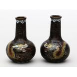 Paar Miniatur-Cloisonné-Vasen.