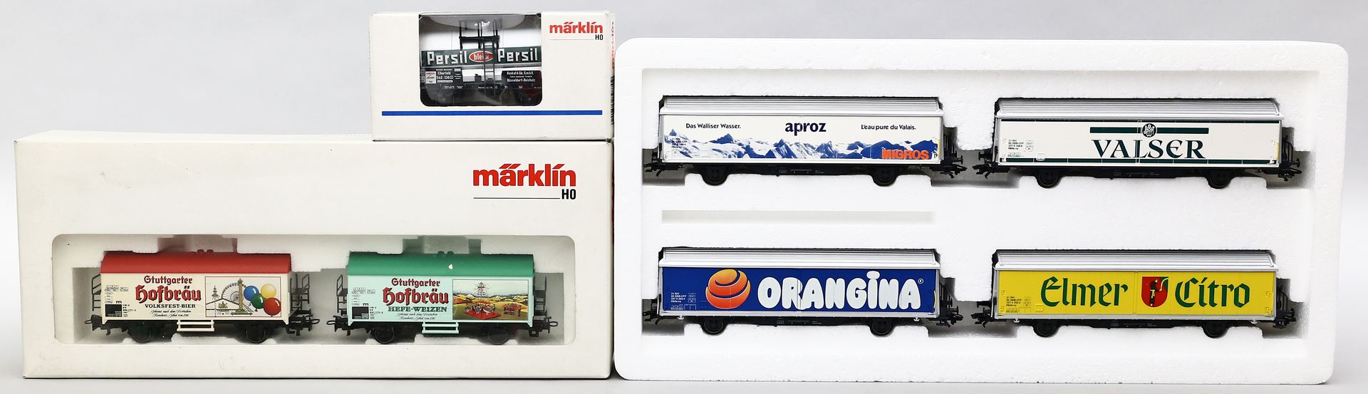 7 Güterwagons von Märklin, H0.