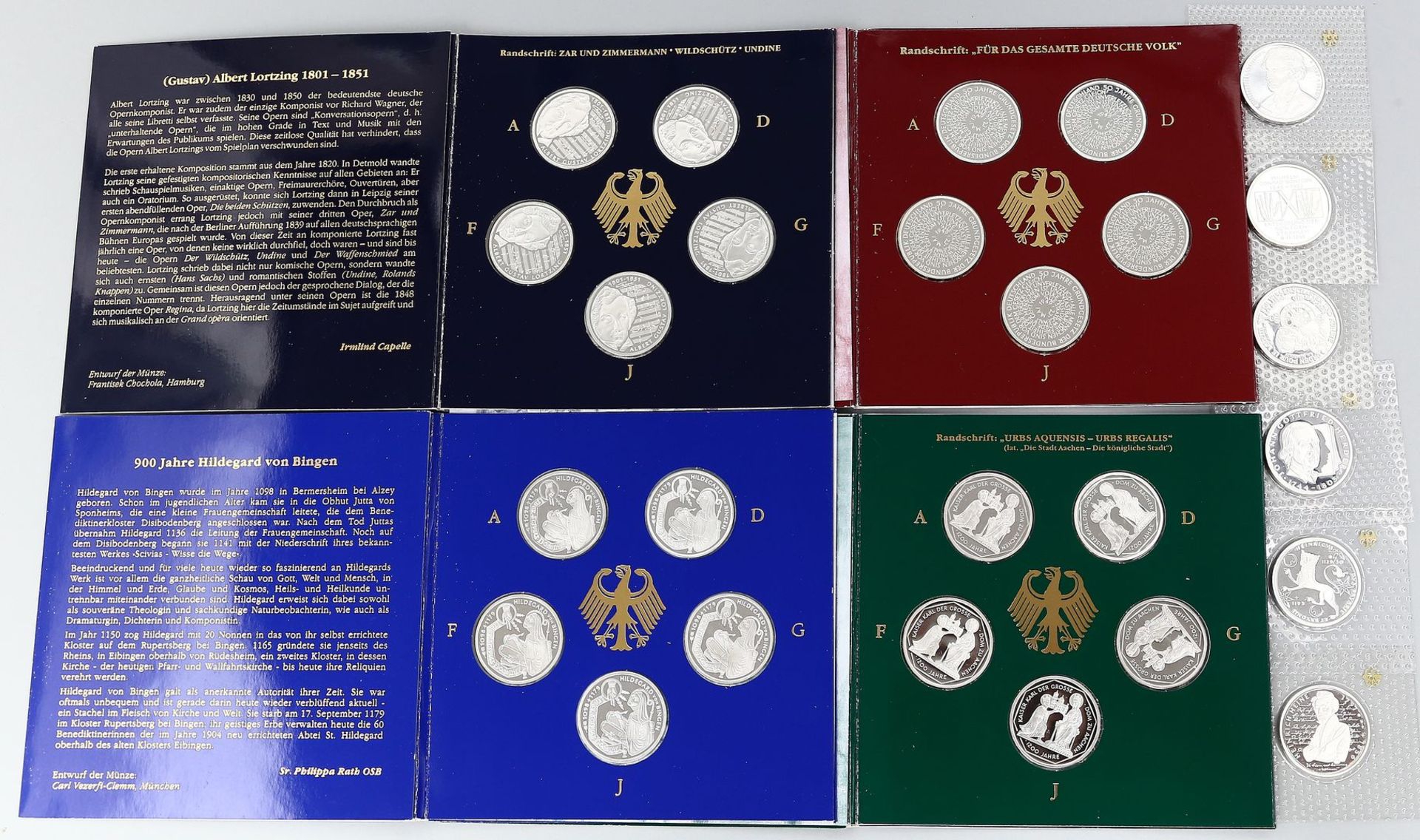 Sammlung von 105 10-DM-Gedenkmünzen und 10 5-DM-Gedenkmünzen.