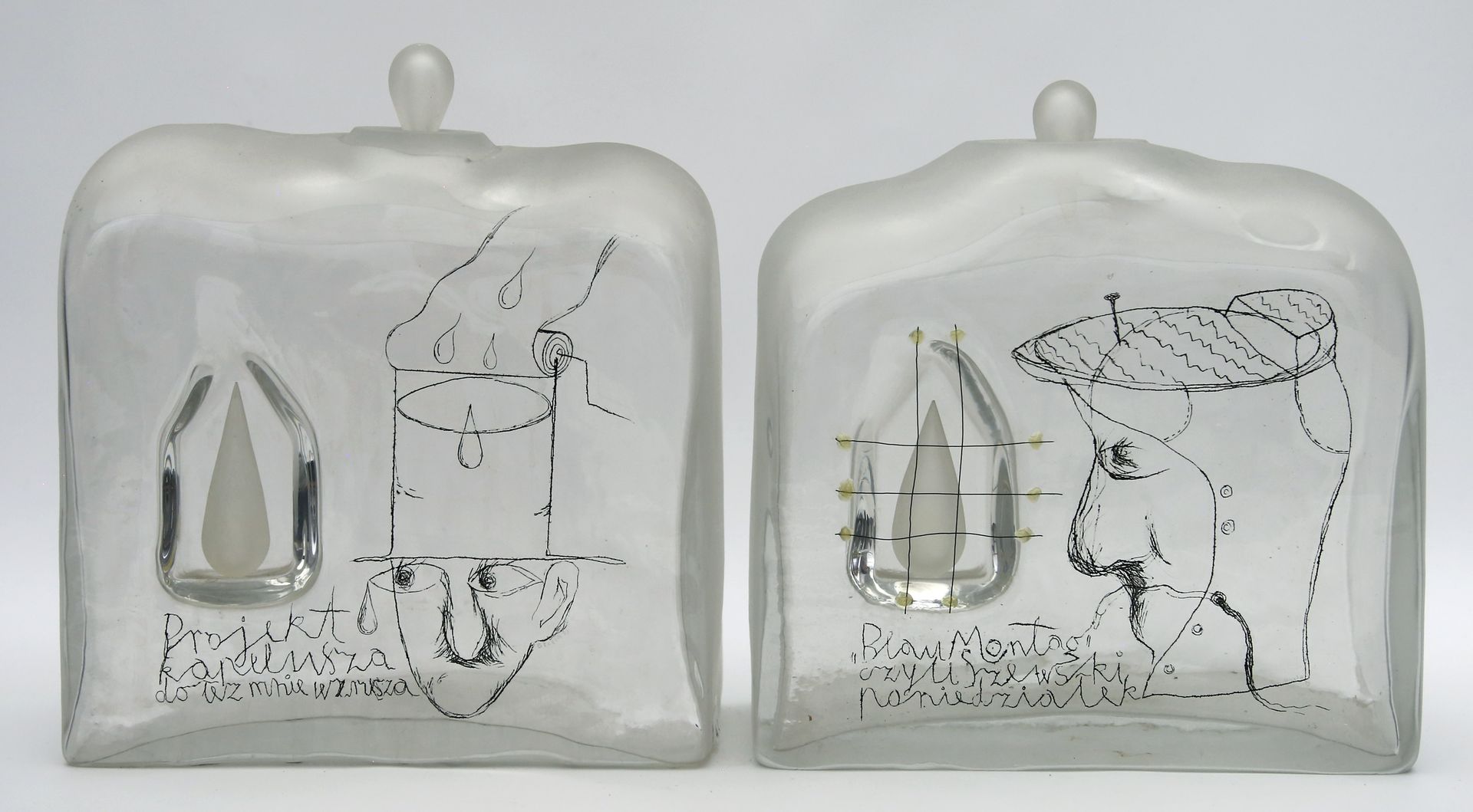 Paar große Zierflakons eines polnischen Glaskünstlers (um 1993)