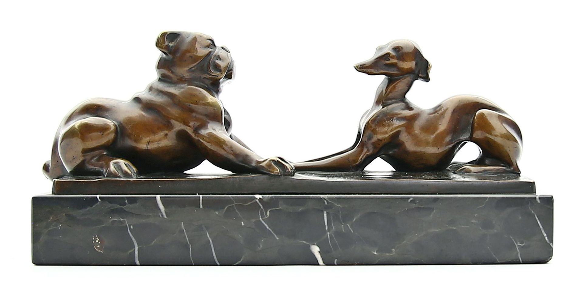 Art Deco-Skulpturengruppe "Zwei Hunde",