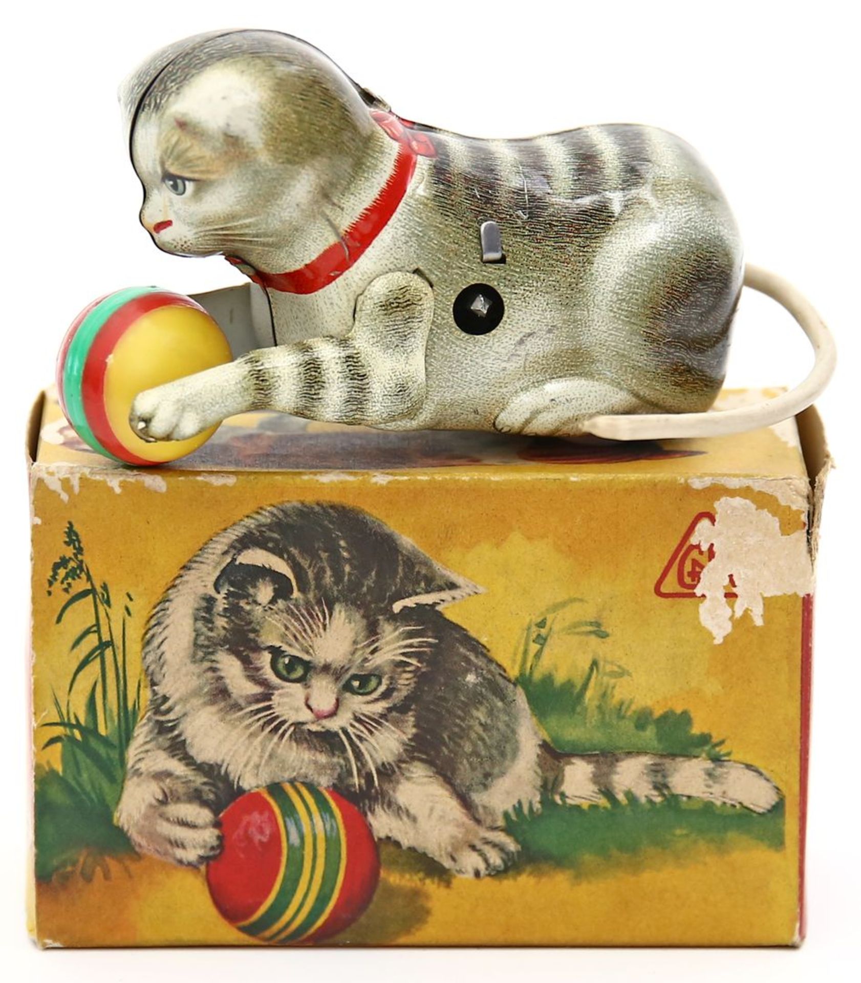 Blechspielzeug "Katze mit Ball", Köhler.