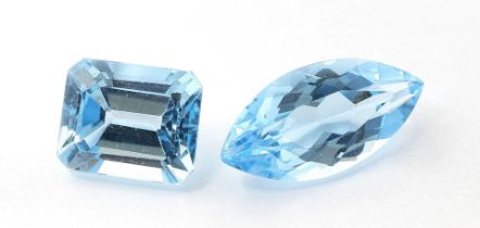 Zwei blaue Topase, zus. 12,85 ct.