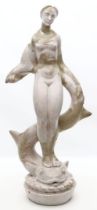 Große Art Deco-Skulptur "Weiblicher Akt mit Delphin".