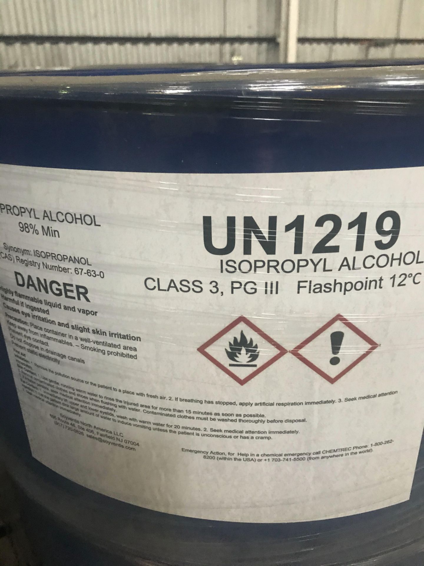 LOT: (4 drums) Isopropyl Alcohol 55-Gallon Drums