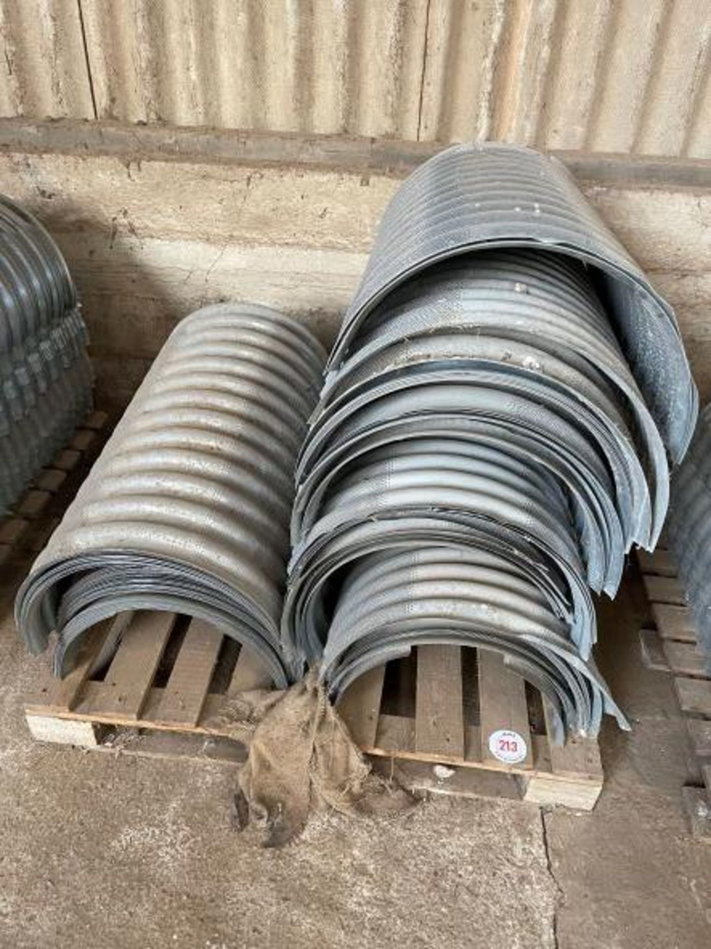 Pallet of 100 no galvanised circular grain Ducts