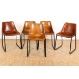 Lot van 5 bruinlederen stoelen