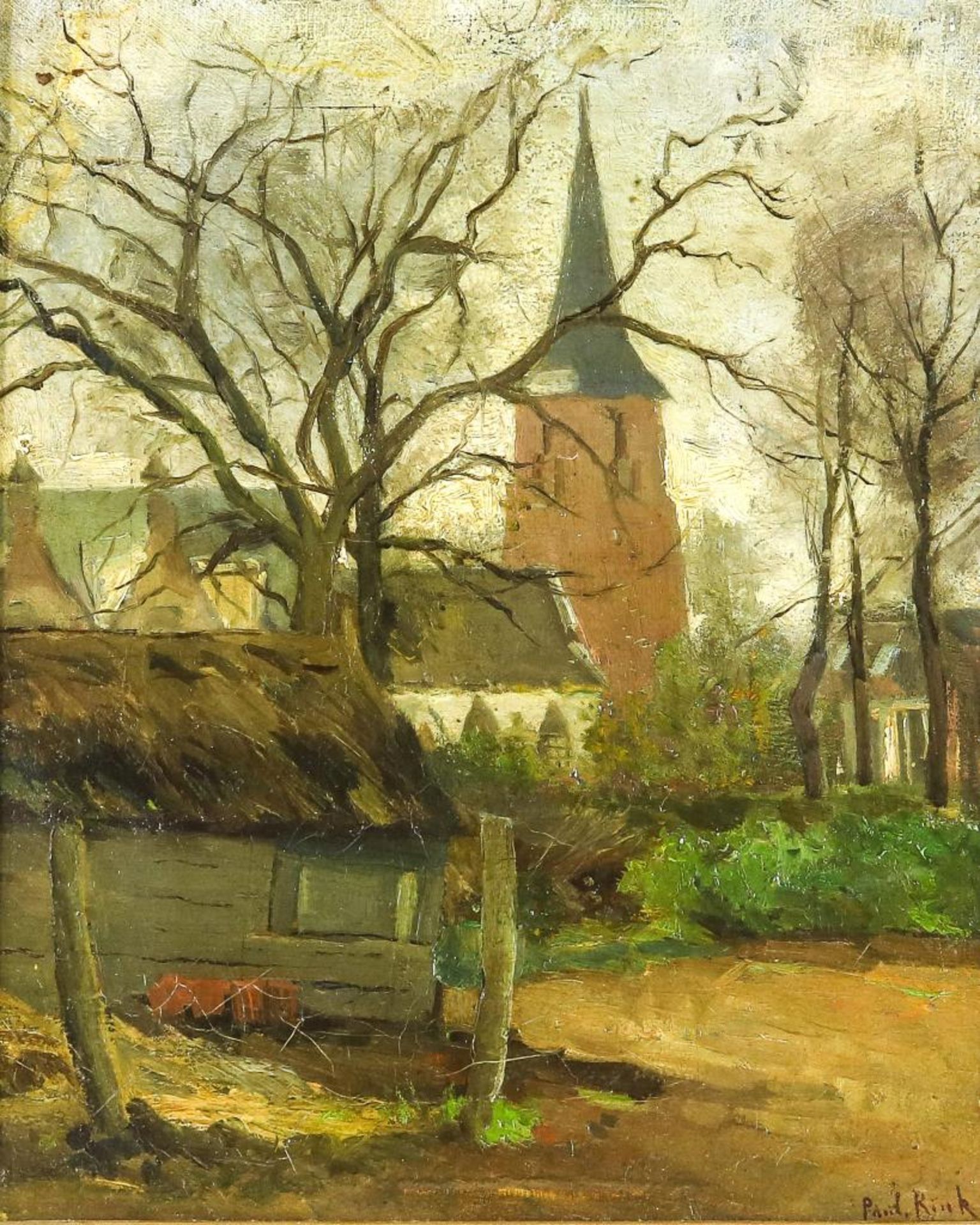 Paul Rink, boerderij aanzicht. Olie