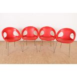 Serie van 4 rode Drop Italy stoelen