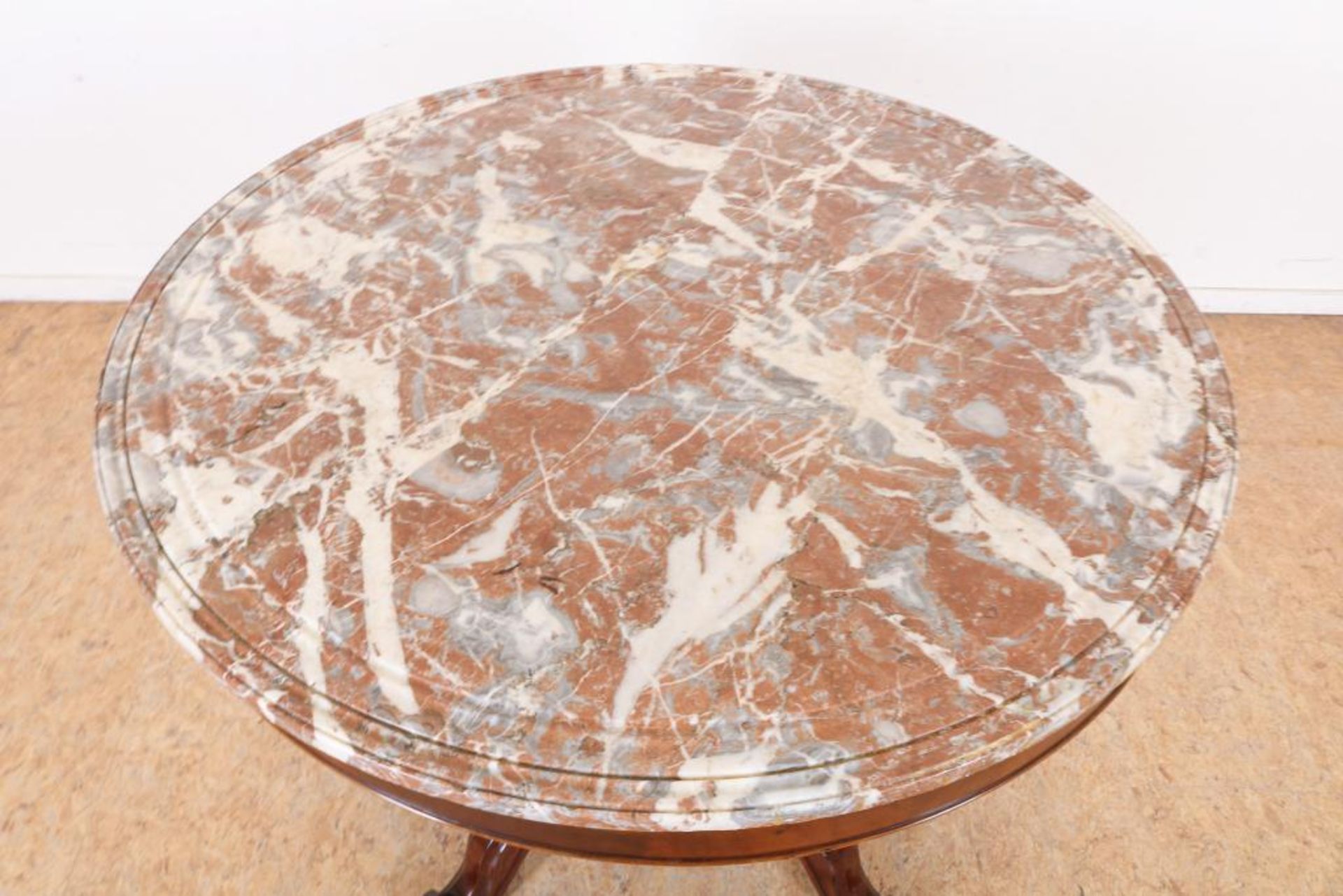 Mahonie tafel met marmeren blad - Bild 4 aus 4