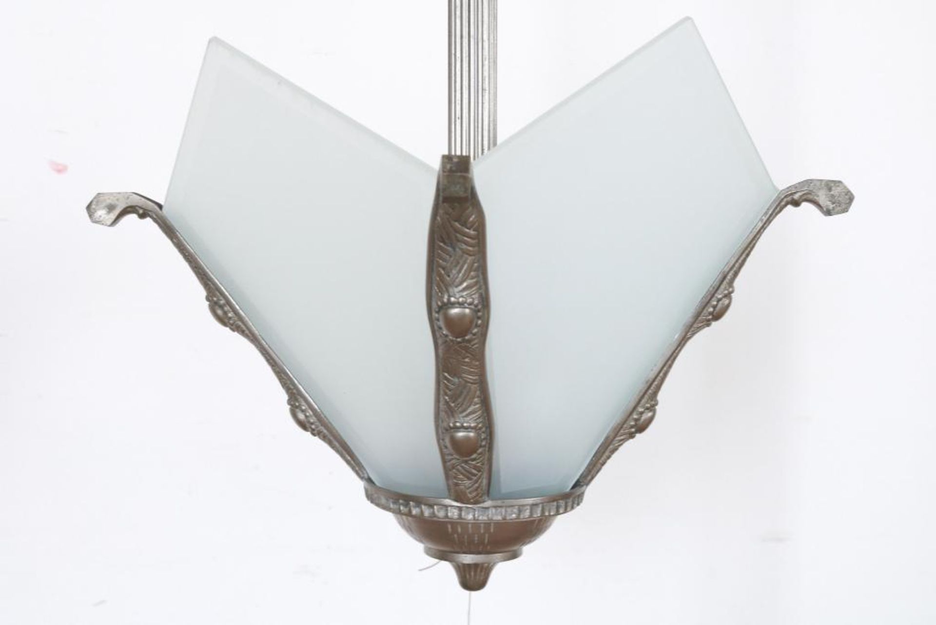 Verzilverd bronzen Art Deco hanglamp - Image 2 of 3